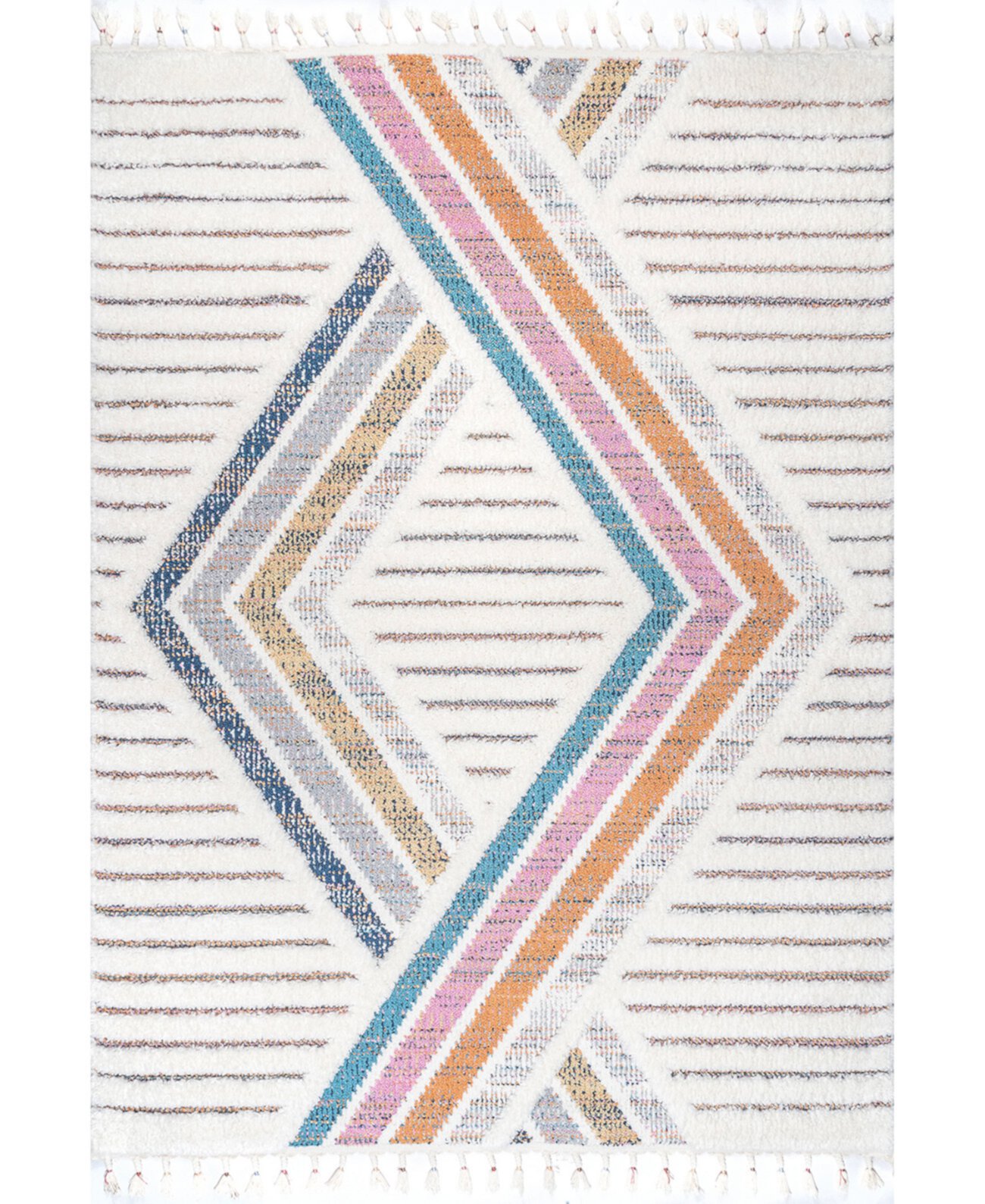 Loft Angela High-Low Modern Diamond Tassel 5'3" x 7'6" Area Rug NuLOOM