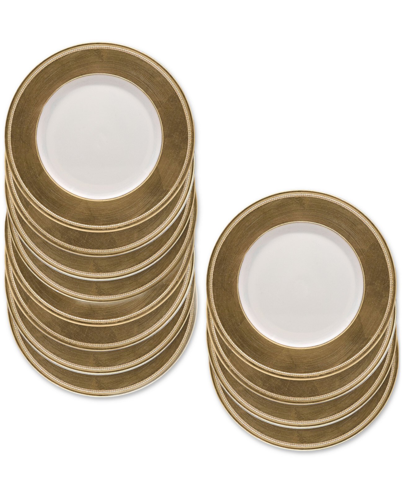 Leaf Rim/White Charger Plates, Set of 12 American Atelier