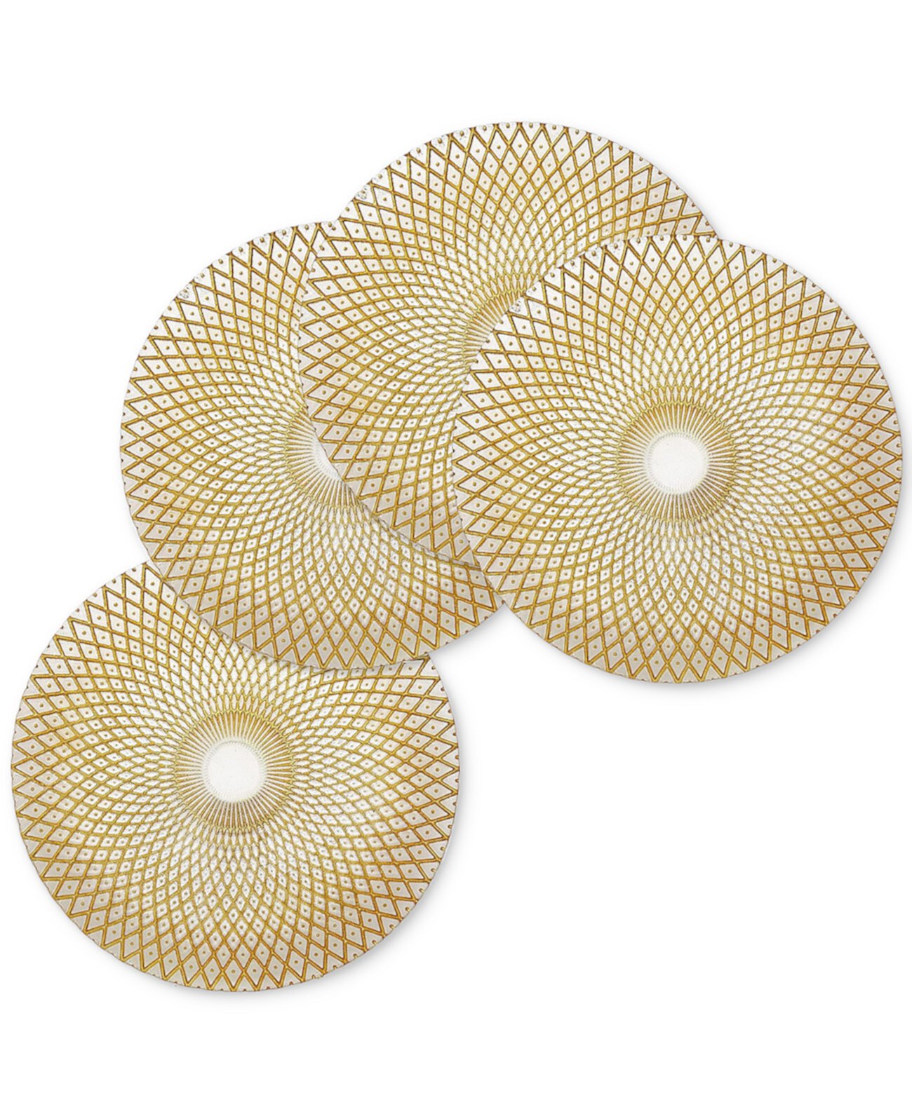 American Atelier Gold & White Cutout Glass Charger Plates, Set of 4 Jay Imports