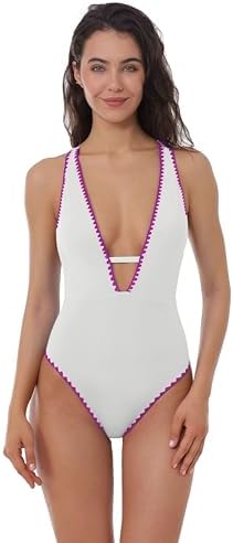 Lucky Women's Marbella Maillot One Piece Swimsuit, Plunge Neck, Bathing Suits Lucky