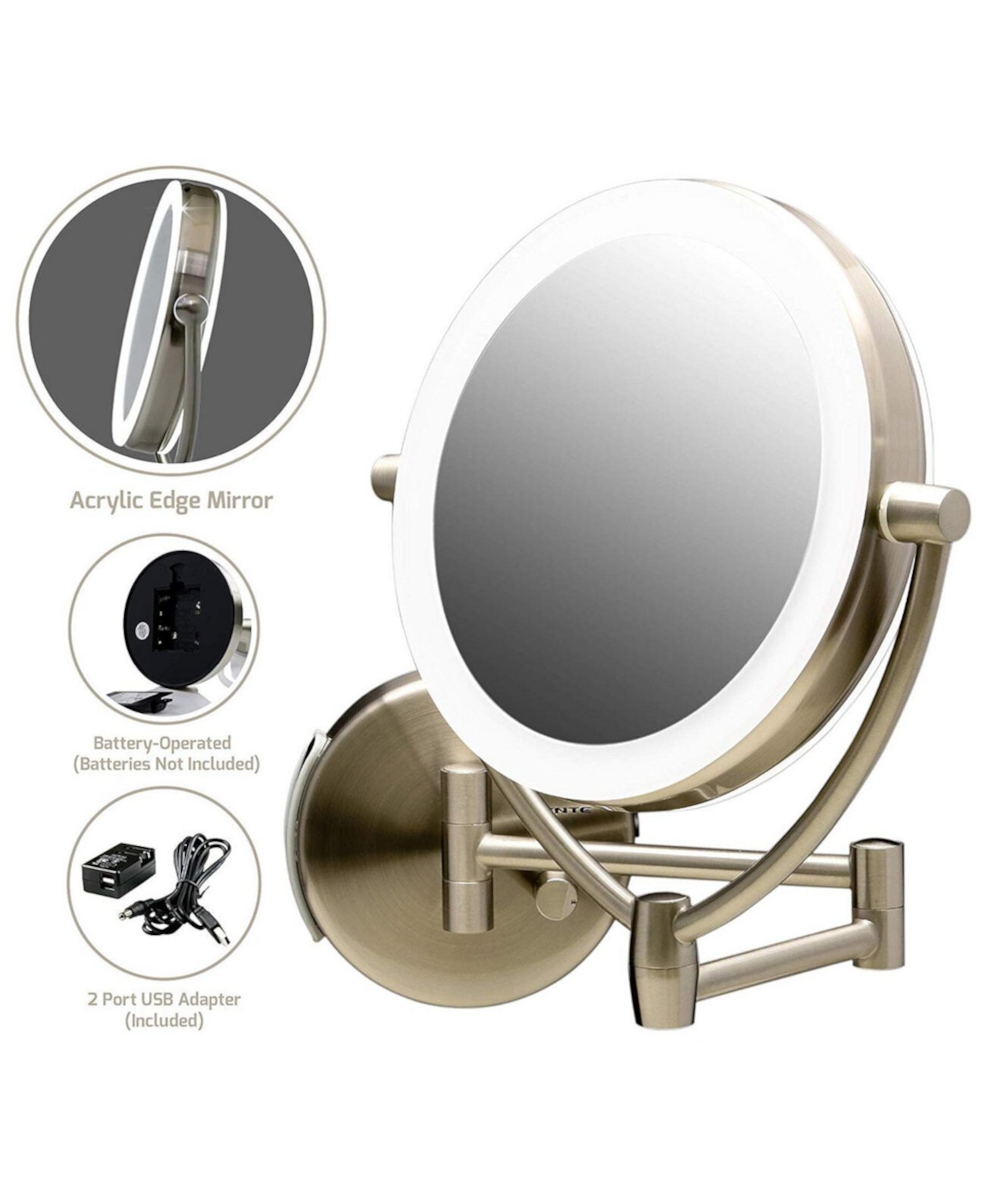 7.5" LED Lighted Wall Mount Makeup Mirror Ovente