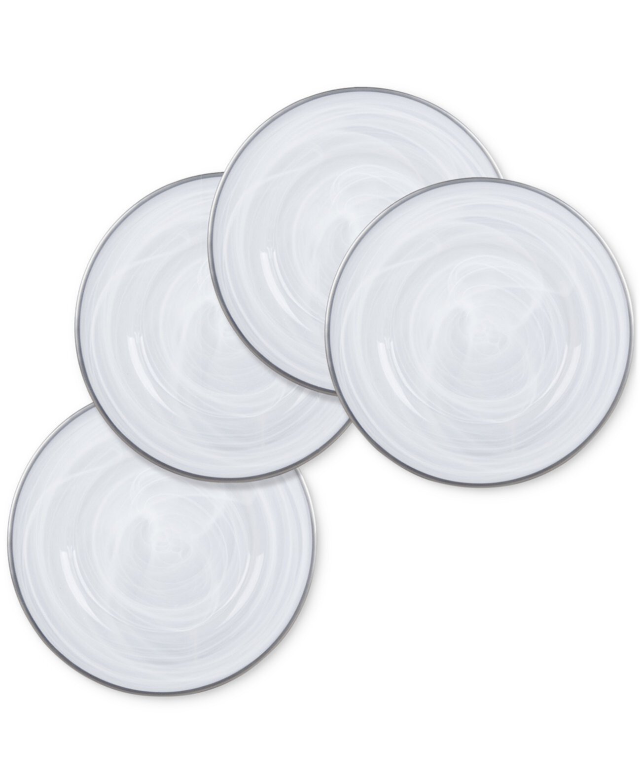 Alabaster Silver Glass Charger Plates, Set of 4 American Atelier