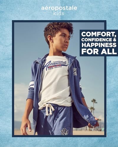 AEROPOSTALE Boys' T-Shirts - 2 Pack Short Sleeve Graphic T Shirts for Boys - Classic Boys Crewneck Logo Tees (4-16) Aeropostale