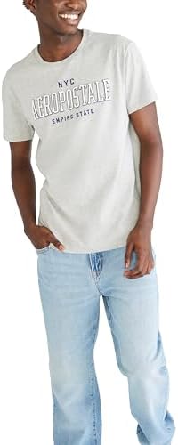 Aéropostale Men's Collegiate Short Sleeve Tee, Light Heather Grey, Small Aeropostale