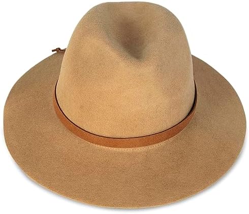 Lucky Brand Women's Wool Fedora Wide Brim Adjustable Hat with Faux Suede Tie (One Size Fits Most) Lucky Brand