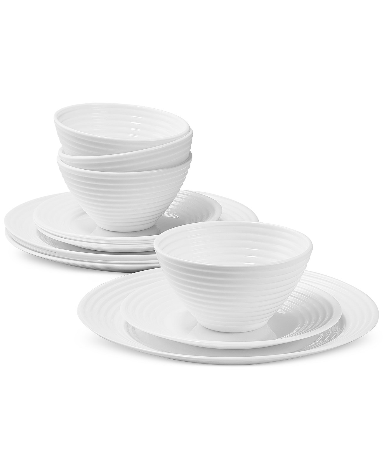 Opal Glass  12 Pc. Spiral Dinnerware Set, Exclusively at Macy's Arch Studio