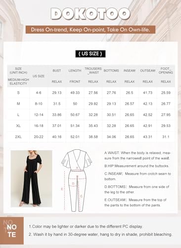 Dokotoo Jumpsuits for Women 2025 Summer Lantern Sleeves Rompers Wide Leg Casual Overalls with Pockets Dokotoo