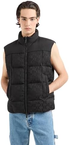 Armani Exchange Men's All Over Monogram Short Zip Up Vest A｜X Armani Exchange