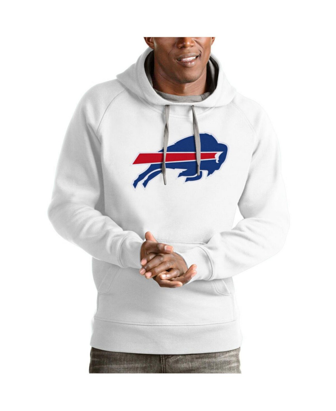 Men's White Buffalo Bills Victory Pullover Hoodie Antigua