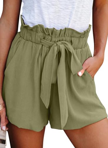 Dokotoo Womens Shorts Lounge High Waisted Cute Shorts Summer Vacation Beach Cruise Outfits for Women 2024 Resort Wear Flowy Casual Shorts Green Dokotoo