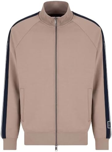 Armani Exchange Men's Ax Line Logo Stretch Bonded Cotton Zip Up Sweatshirt A｜X Armani Exchange