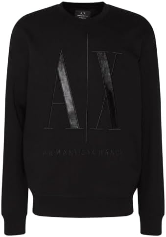 Armani Exchange Men's Metalic Icon Embroidered Crewneck Sweatshirt A｜X Armani Exchange