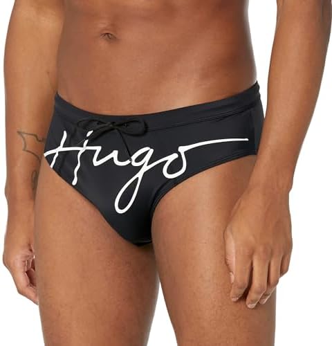 HUGO Men's Standard Script Logo Swim Briefs Hugo