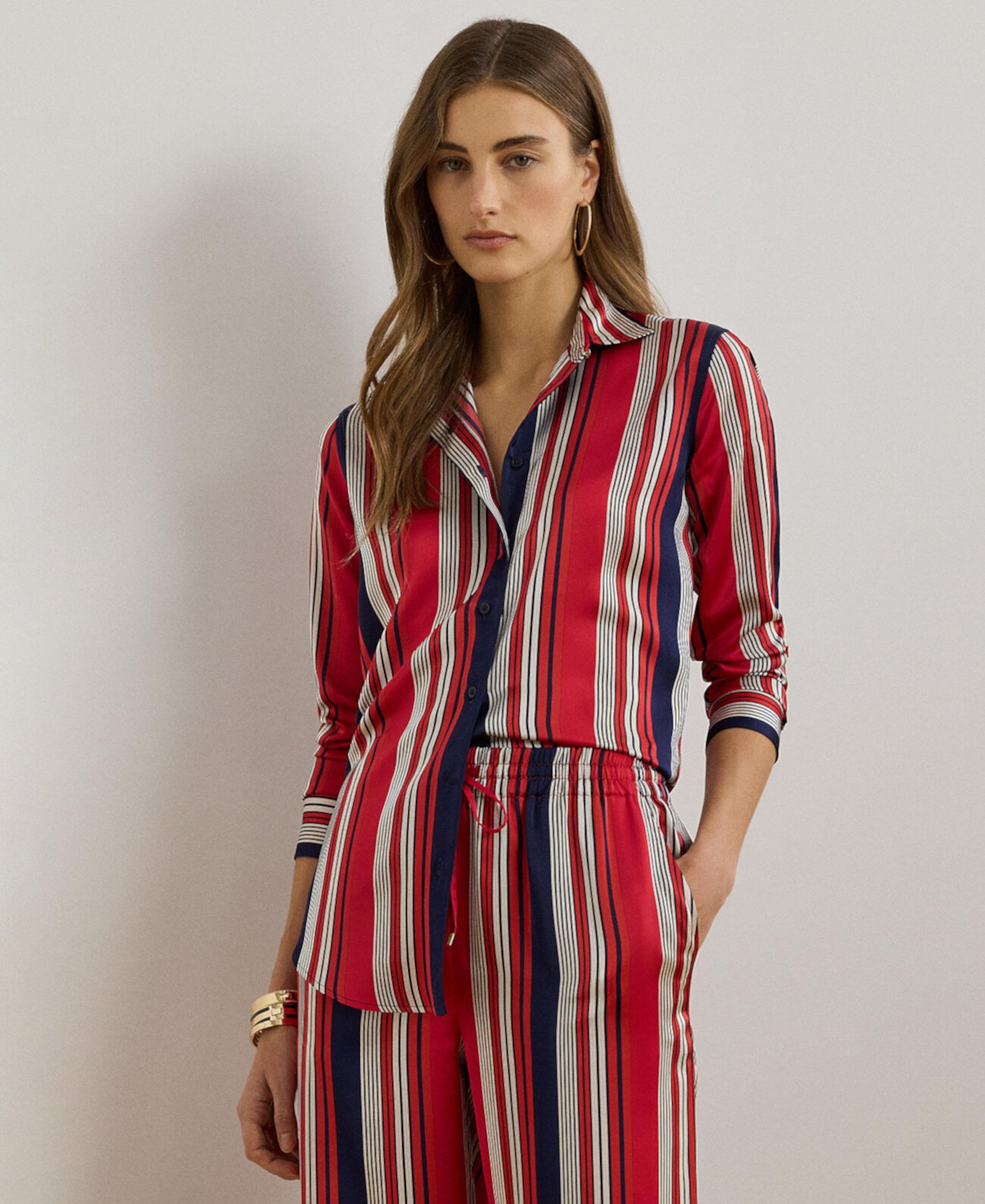 Women's Classic-Fit Striped Charmeuse Shirt LAUREN Ralph Lauren