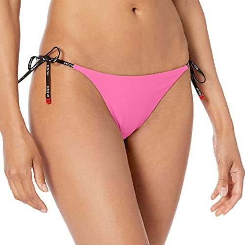 HUGO Women's Standard Contrast Logo Slim Fit Bikini Bottom with Adjustable Side Ties Hugo