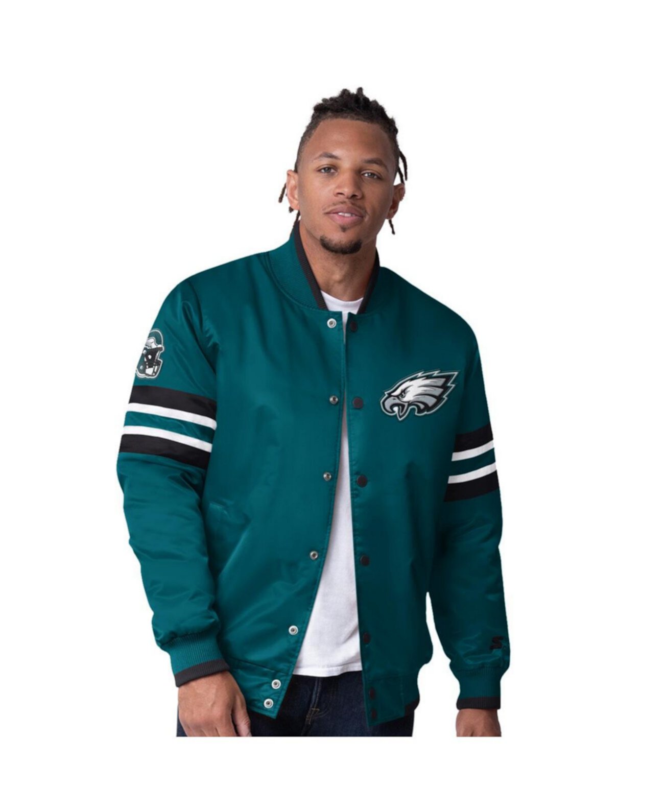 Мужская куртка Philadelphia Eagles Scout I Full-Snap Varsity с длинными рукавами, полностью из полиэстера Starter