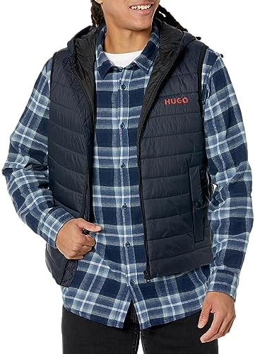 HUGO Men's Hooded Lightweight Puffer Vest Hugo