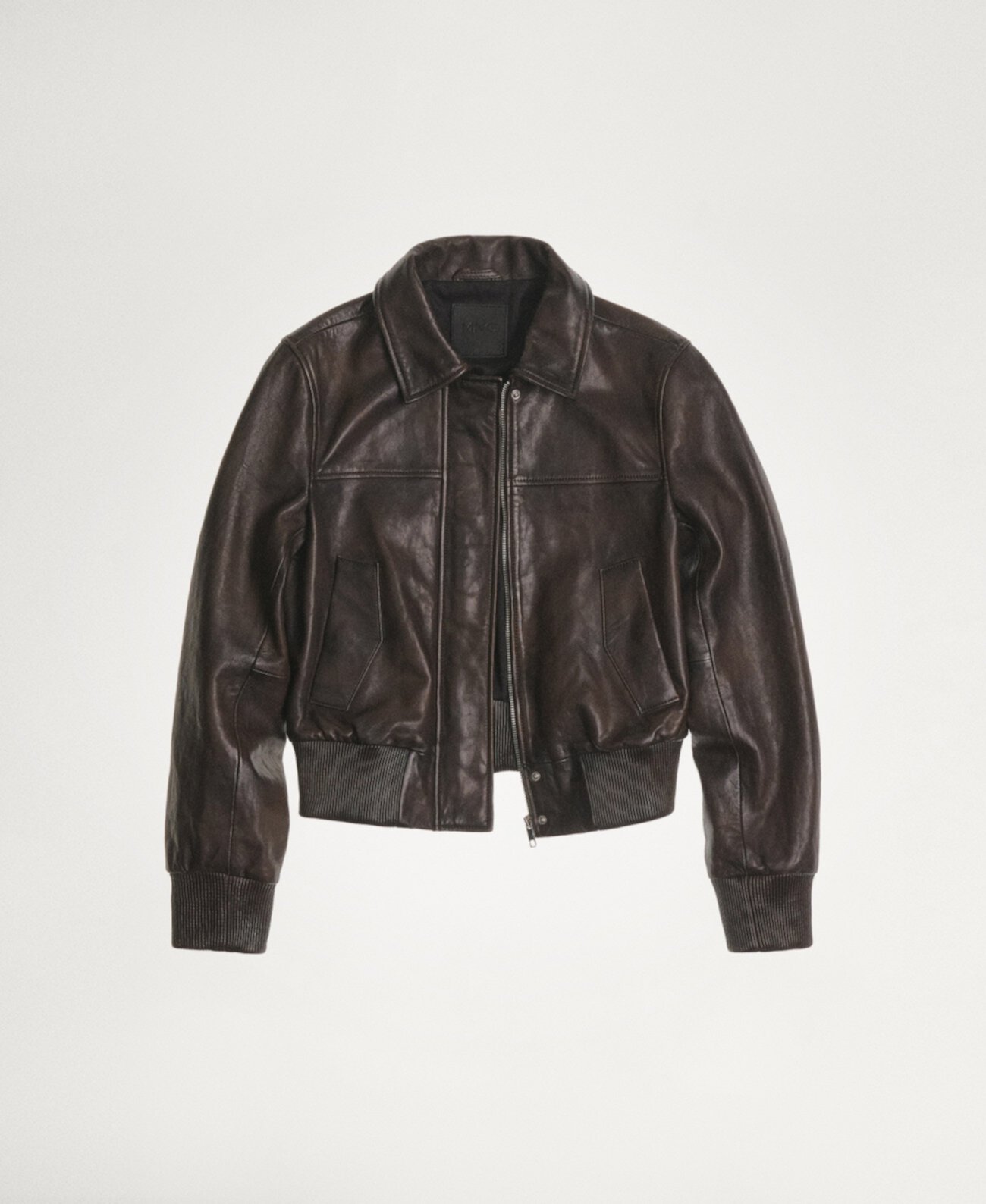 Women's Leather Bomber Jacket Mango