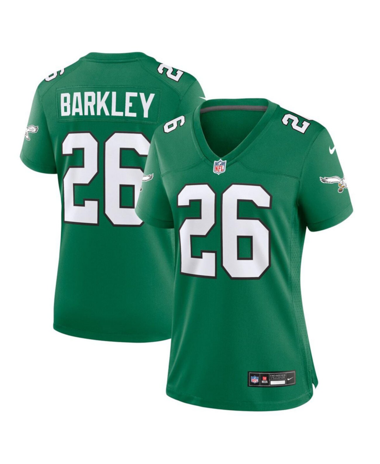 Женская игровая футболка Saquon Barkley Philadelphia Eagles от Nike с короткими рукавами и дышащими боковыми панелями Nike