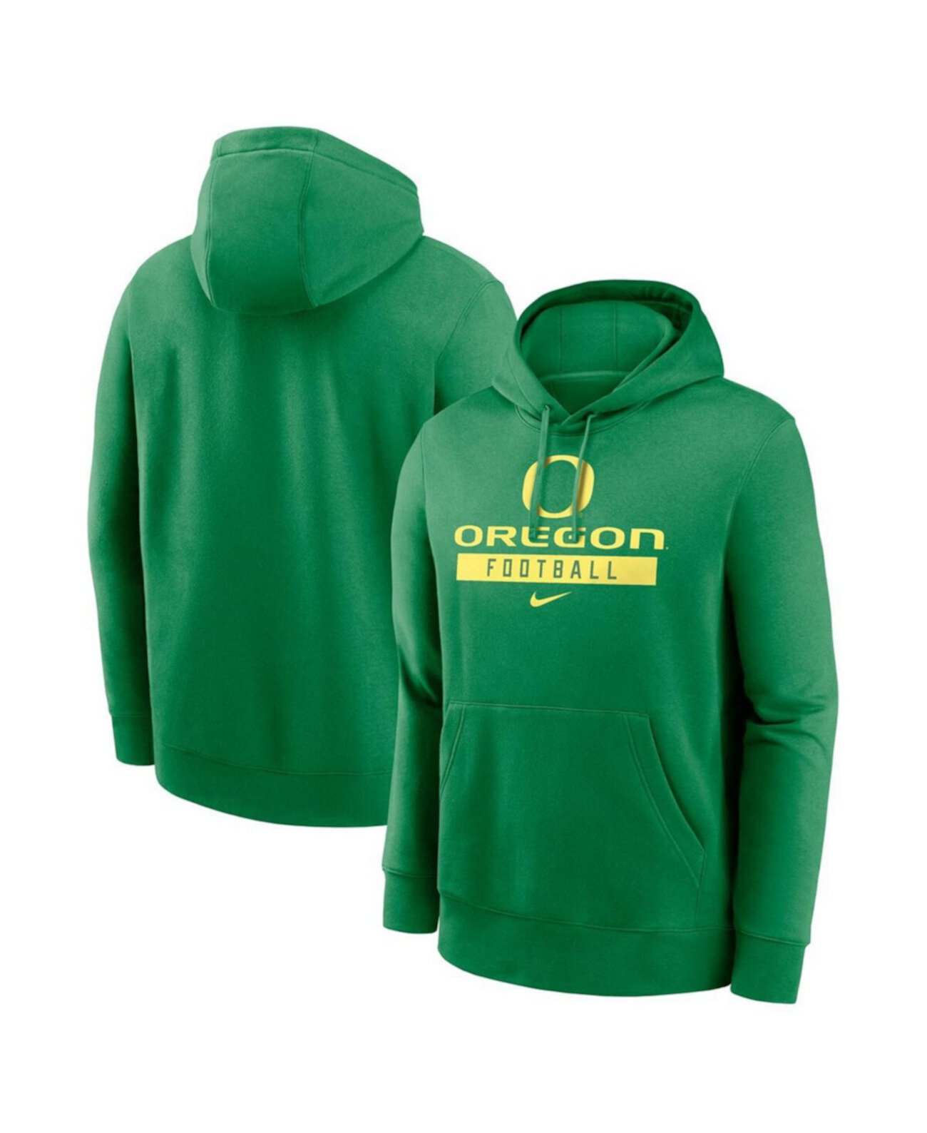 Men's Green Oregon Ducks Football Stack Club Fleece Pullover Hoodie Nike