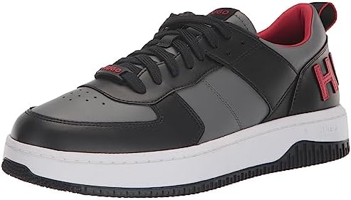 HUGO Men's Basketball Style Contrast Leather Sneakers Hugo