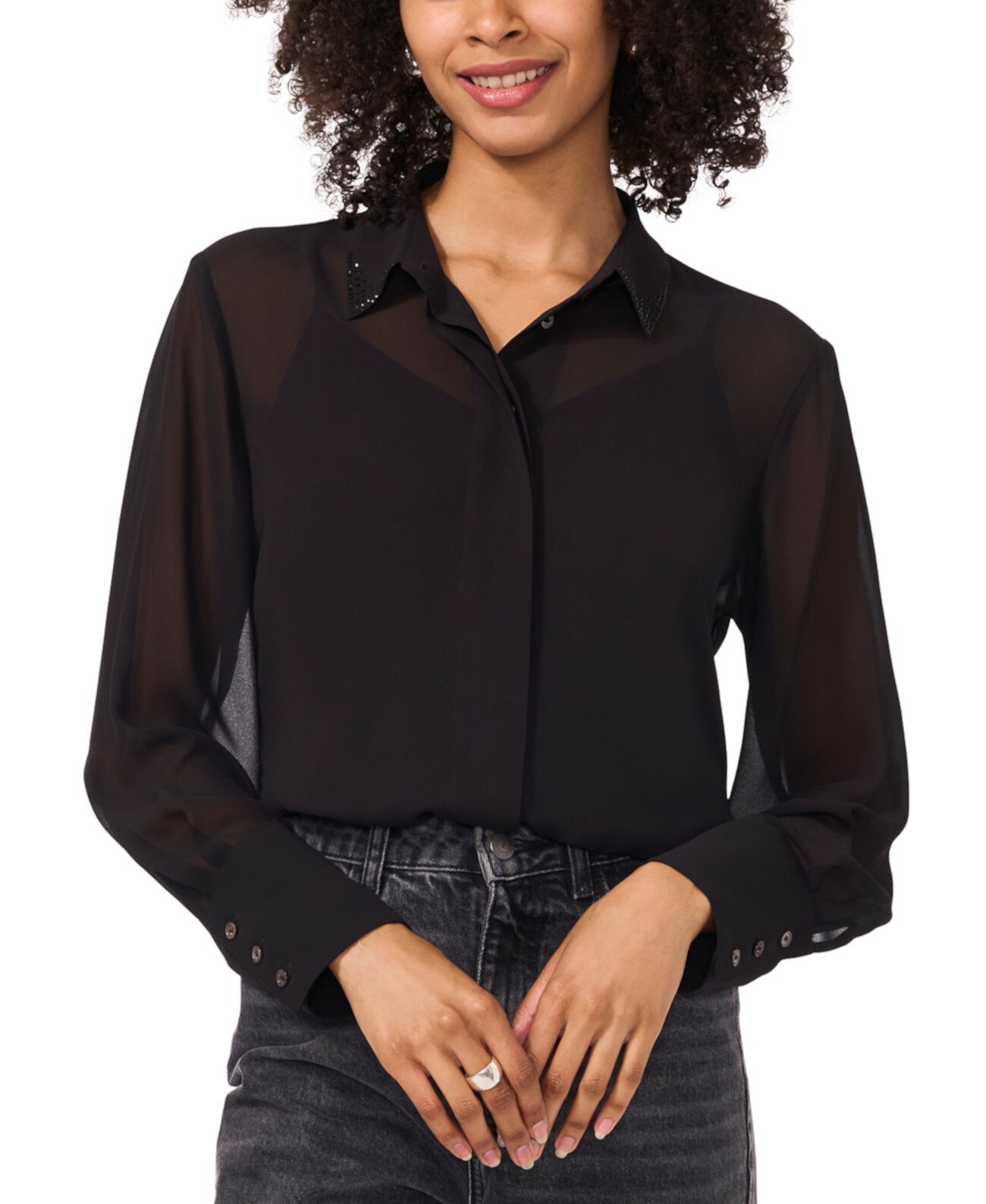 Women's Embellished-Collar Button-Front Top Vince Camuto