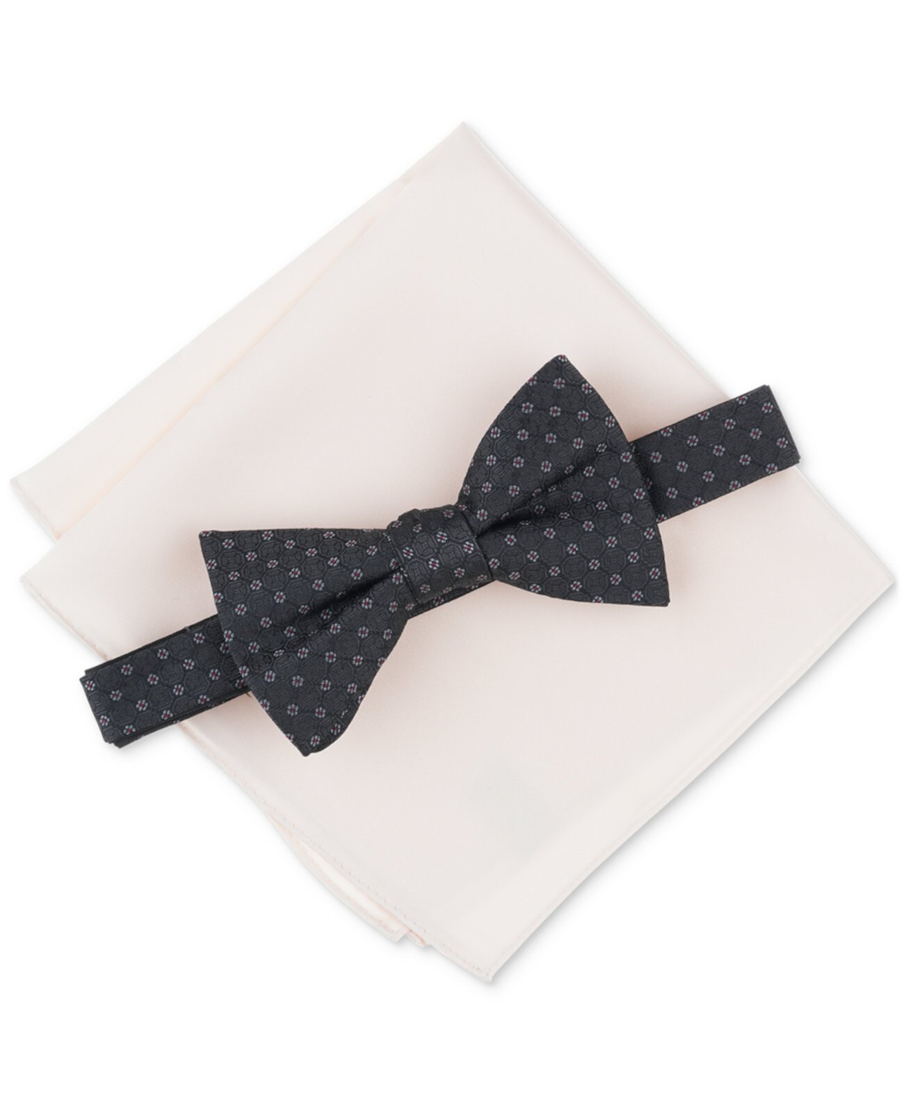 Men's Prince Geo-Pattern Bow Tie & Solid Pocket Square Set, Created for Macy's Alfani