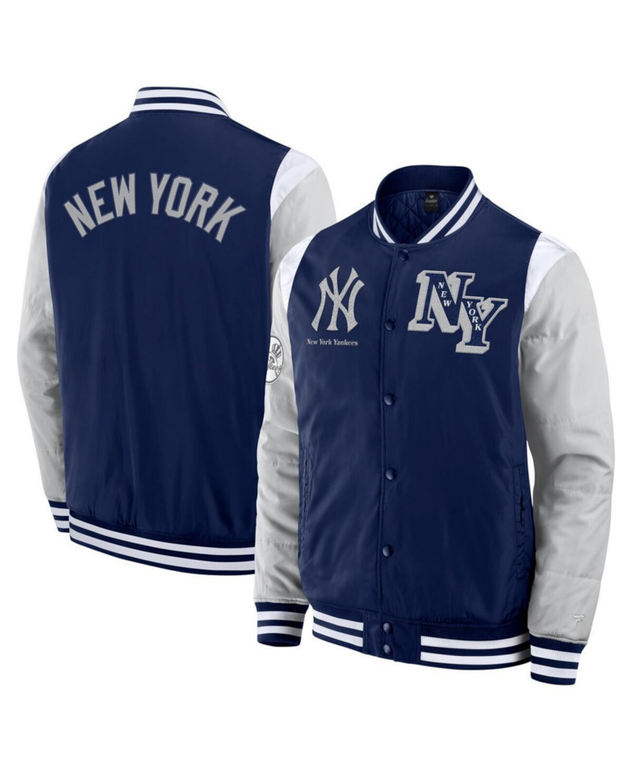 Мужская тёмно-синяя куртка New York Yankees Elements Elite с полной застёжкой, утеплённой подкладкой и эмблемами Fanatics