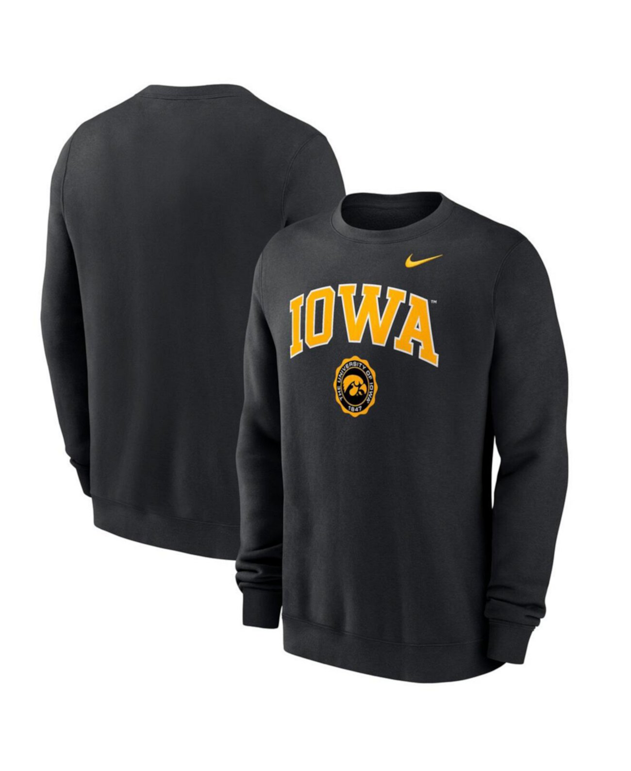 Men's Black Iowa Hawkeyes Arched Seal Pullover Sweatshirt Nike