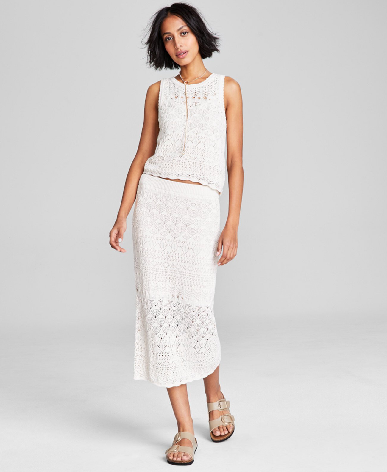 Women's Crochet Pull-On Cotton Midi Skirt And Now This