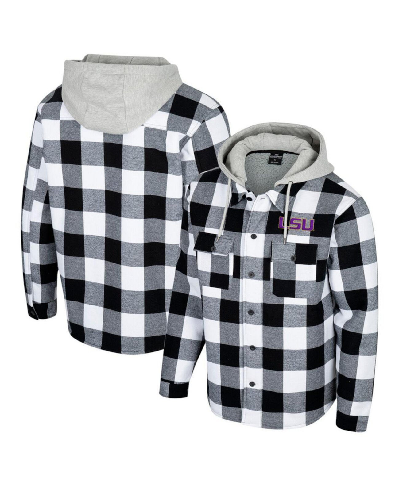 Men's Black/White LSU Tigers Buffalo Plaid Full-Zip Jacket Colosseum