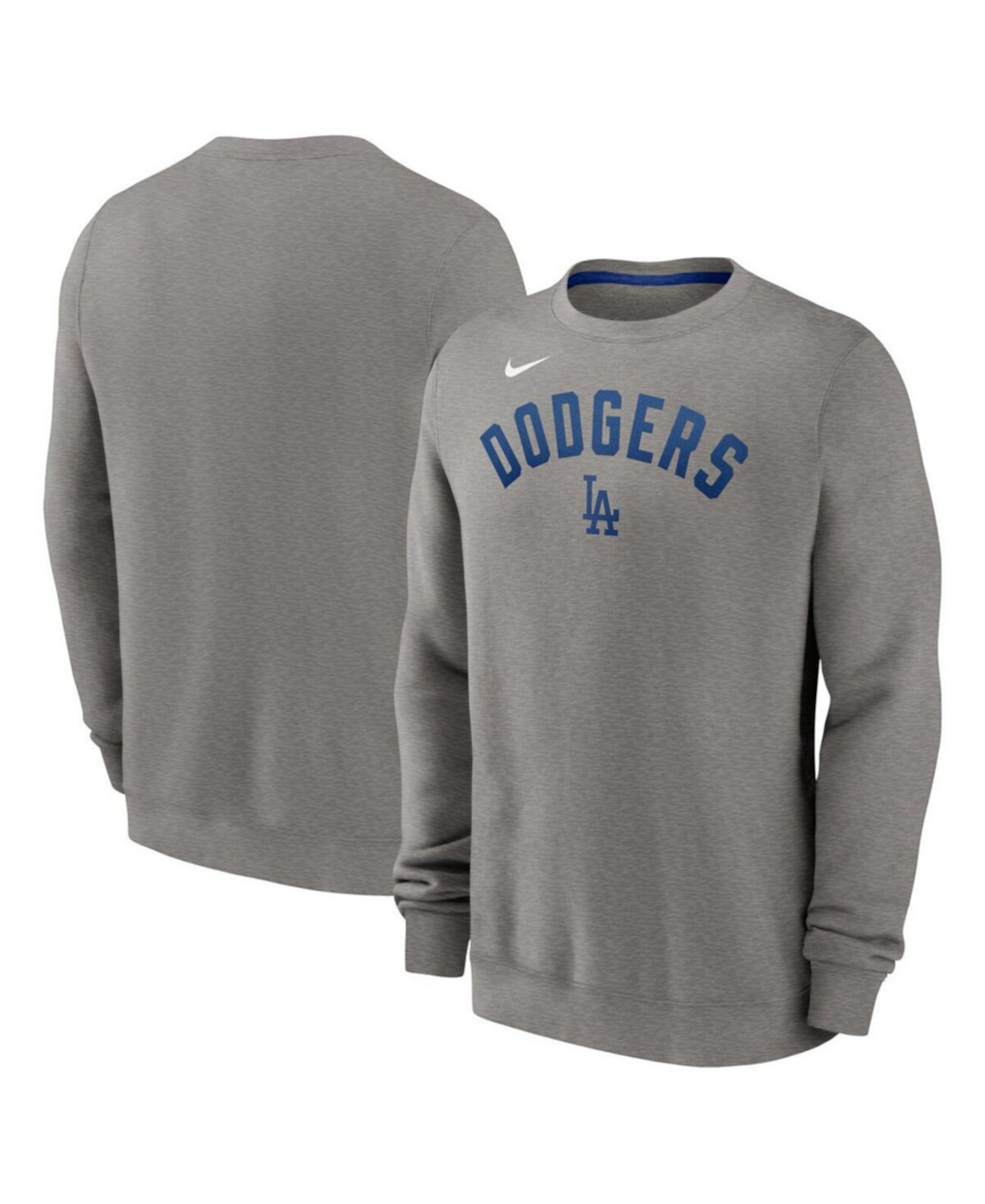 Men's Heather Charcoal Los Angeles Dodgers Classic Fleece Performance Pullover Sweatshirt Nike