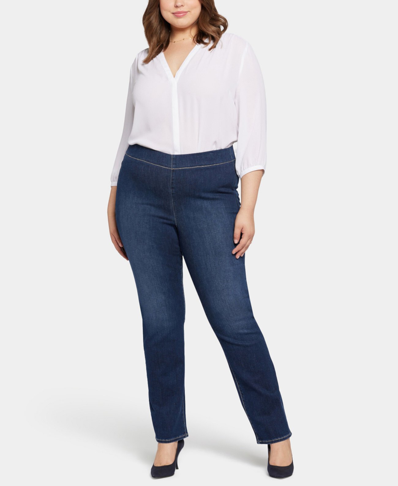 Plus Size Pull-On Straight Jeans Nydj