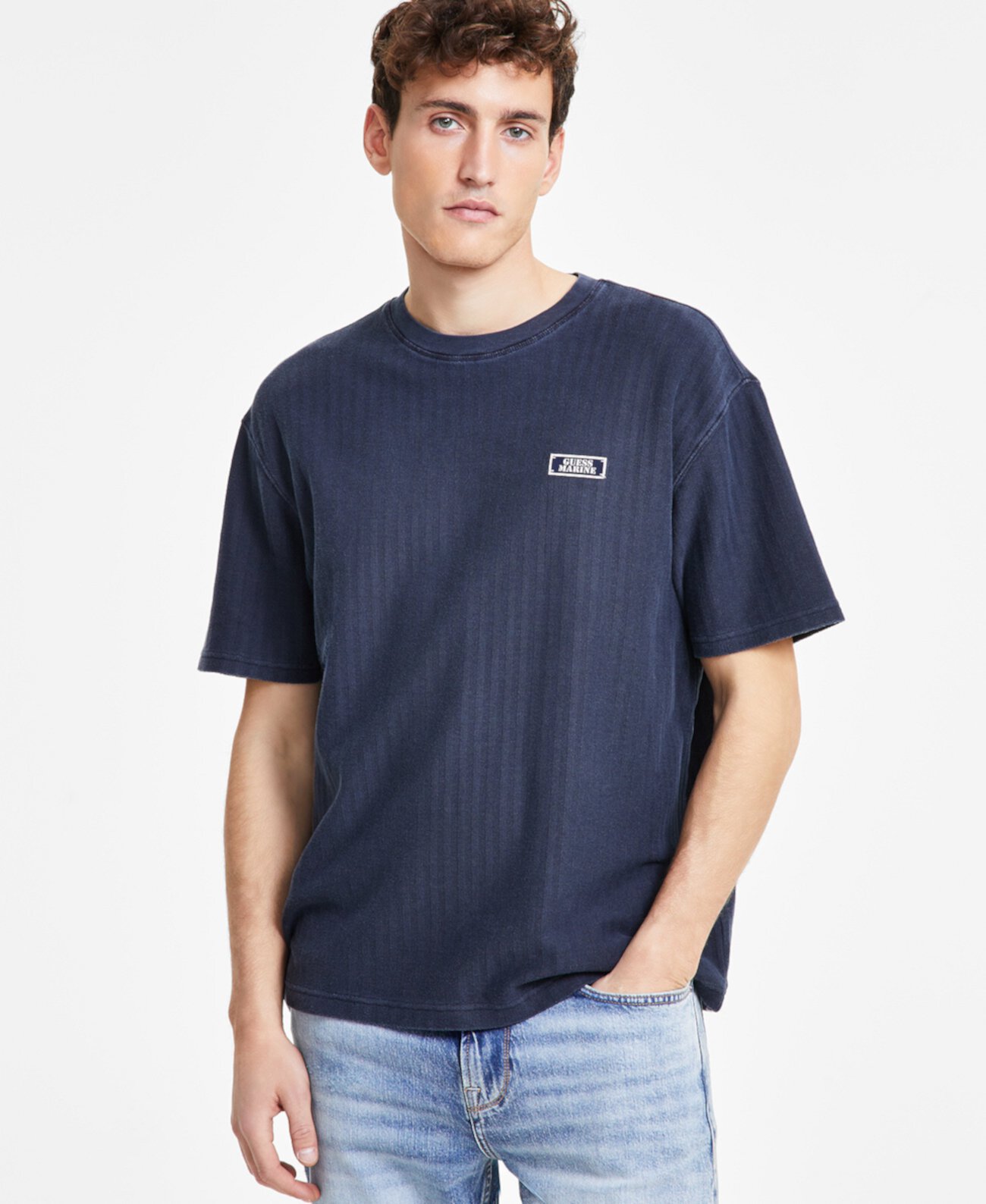 Men's Relaxed-Fit Herringbone T-Shirt Guess