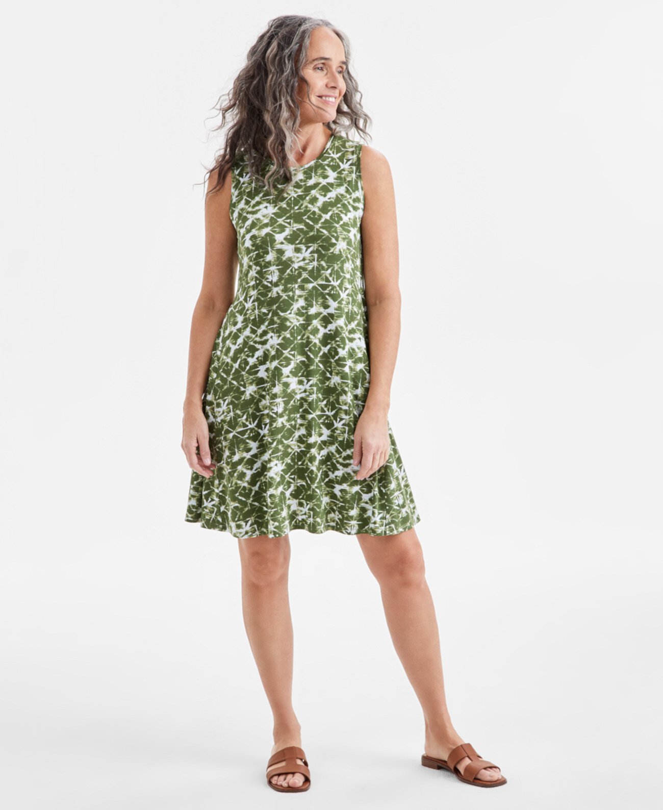 Petite Printed Sleeveless Flip-Flop Dress, Exclusively at Macy's Style & Co