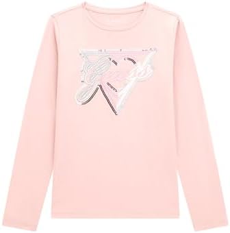 GUESS Girls' Eco Long Sleeve Embroidered Sequin Logo T-Shirt Guess