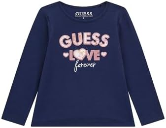 GUESS Girls' Long Sleeve Love T-Shirt Guess