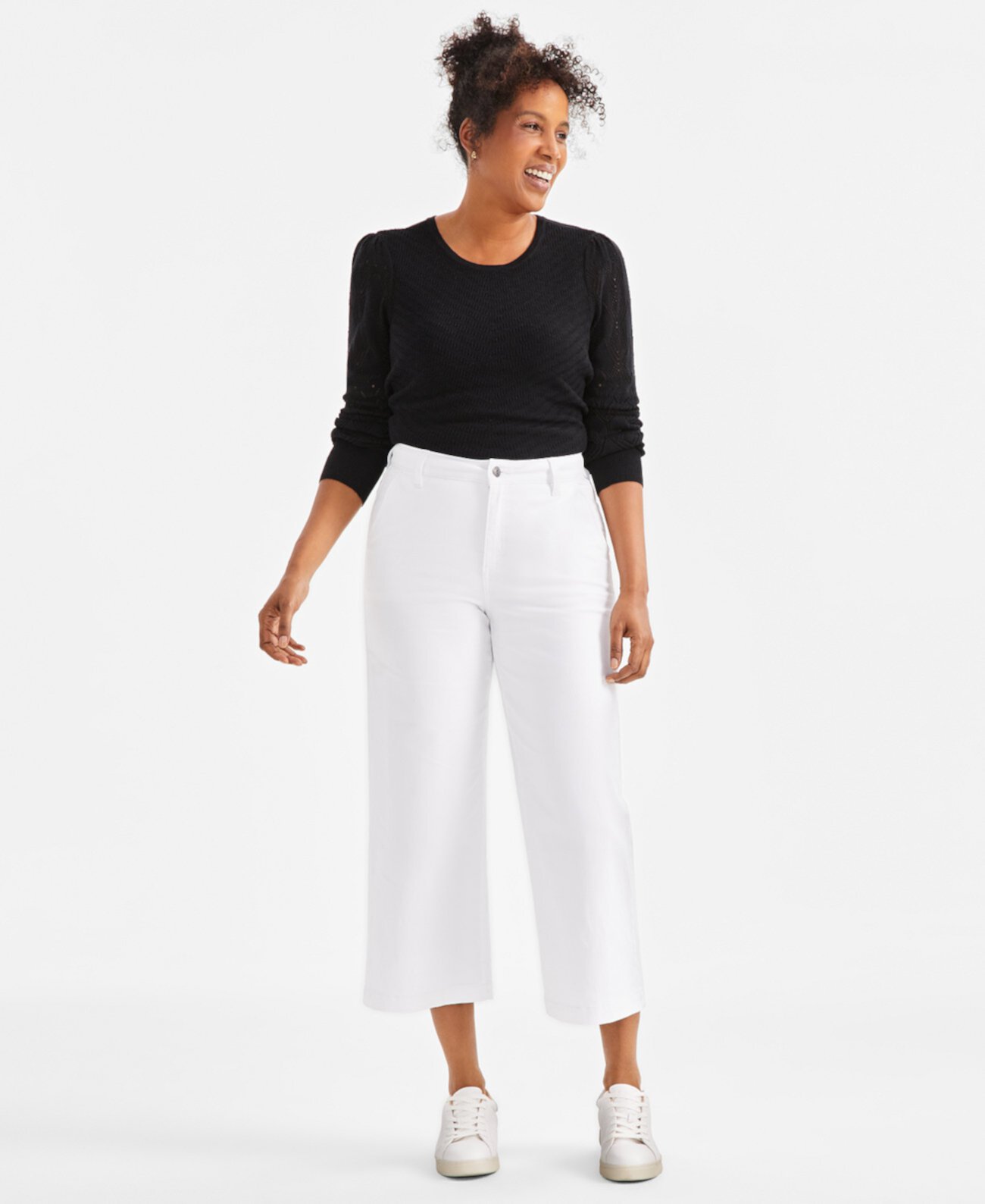 Women's Twill Wide-Leg Cropped Pants, Exclusively at Macy's Style & Co