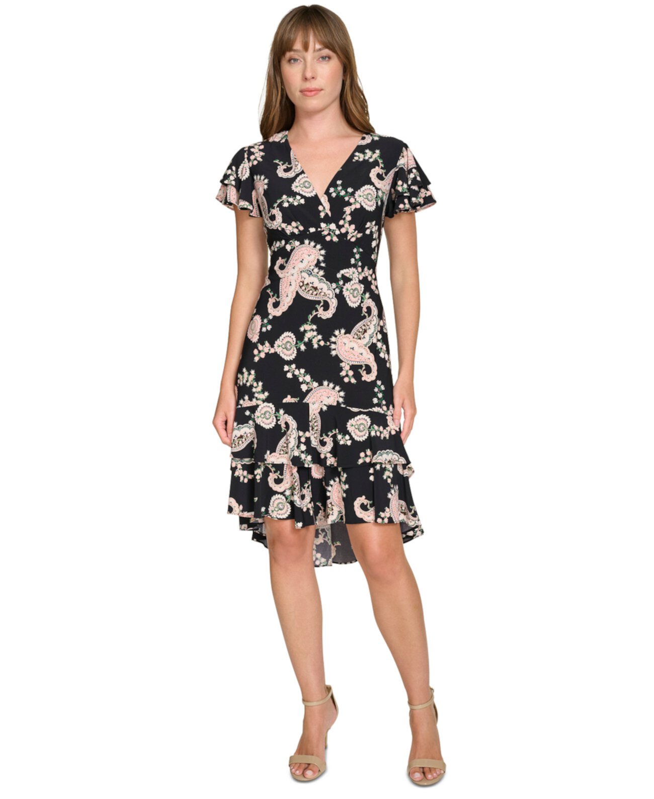 Women's Paisley-Print Flutter-Sleeve Fit & Flare Dress Tommy Hilfiger