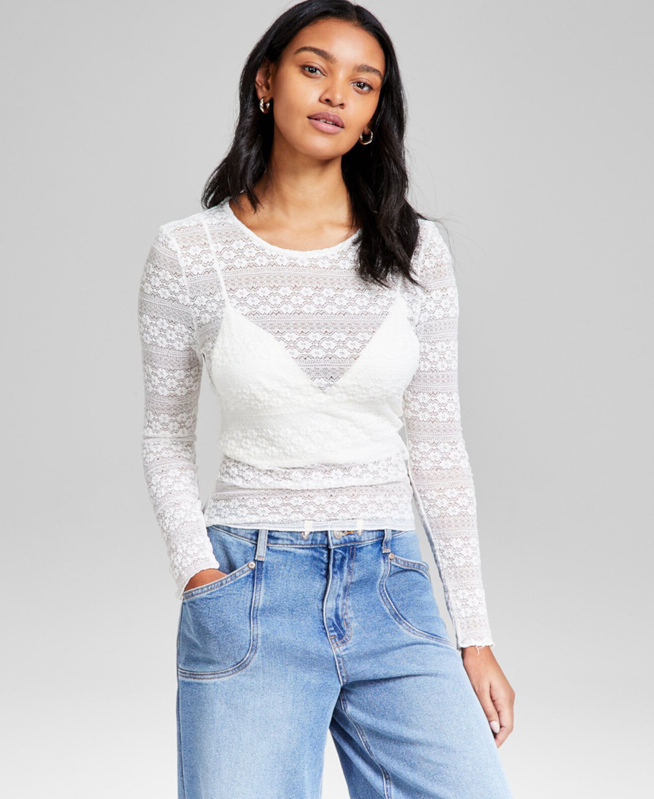 Women's Floral Lace Top, Exclusively at Macy's And Now This