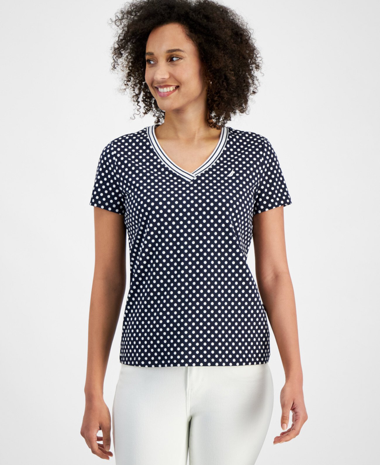 Women's Rivera Polka-Dot V-Neck Top Nautica Jeans