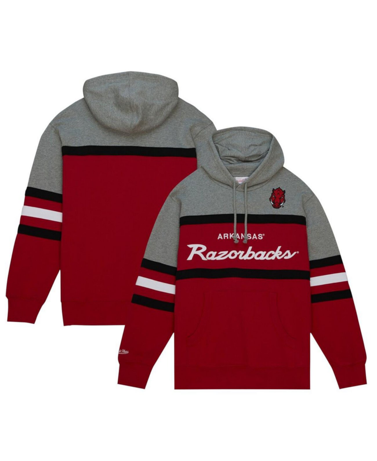 Men's Crimson Arkansas Razorbacks Head Coach Pullover Hoodie Mitchell & Ness