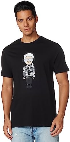 KARL LAGERFELD Reflective T, Karl Character with Headphones Short Sleeve Crew Neck Men’s Shirt Karl Lagerfeld