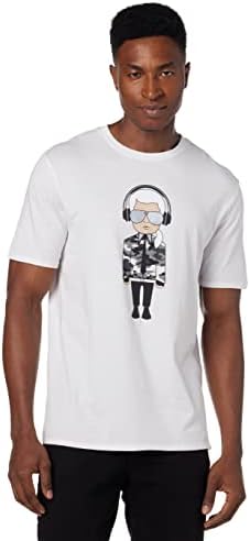 Karl Lagerfeld Paris Reflective T, Karl Character with Headphones Short Sleeve Crew Neck Men’s Shirt Karl Lagerfeld