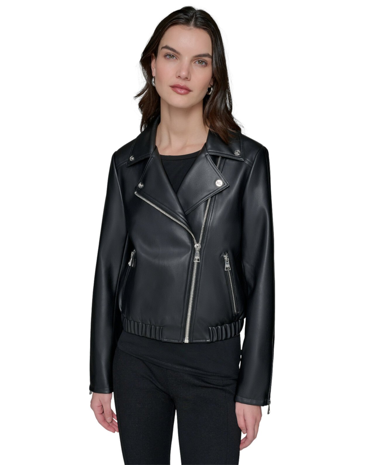 Women's Faux-Leather Moto Jacket Karl Lagerfeld Paris