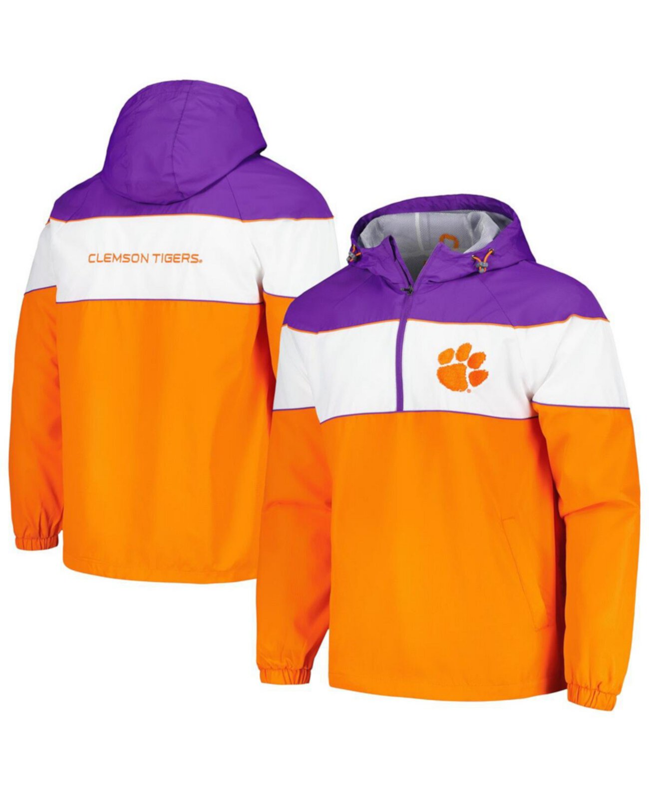 Men's Orange Clemson Tigers Center Line Half-Zip Raglan Hoodie Jacket G-III Sports