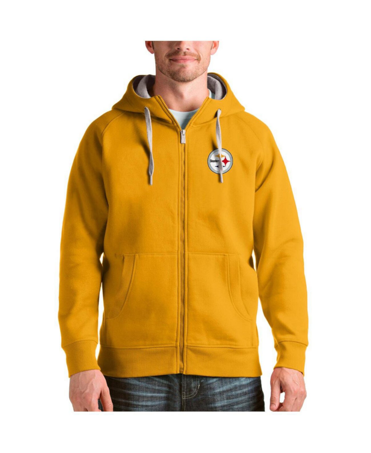 Men's Gold Pittsburgh Steelers Victory Full-Zip Hoodie Antigua