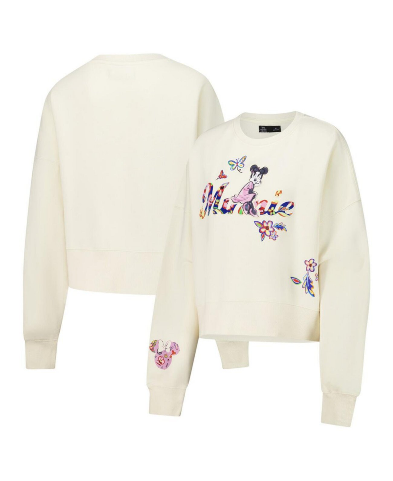 Women's Cream Disney Minnie Garden Oversized Pullover Sweatshirt Freeze Max