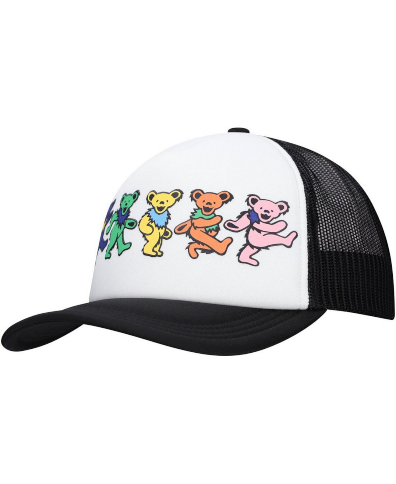 Men's and Women's White/Black The Grateful Dead Dancing Bears Foam Trucker Adjustable Hat Lids