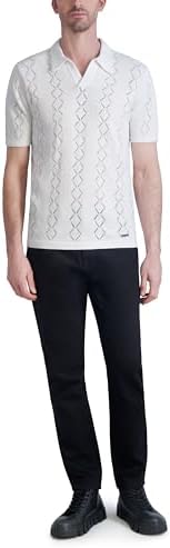 KARL LAGERFELD Men's Johnny Collar Knit Polo Short Sleeve Top Karl Lagerfeld